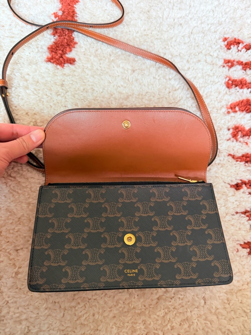 Celine Brown & Tan Triomphe wallet on Strap Bag - Picture 8 of 15